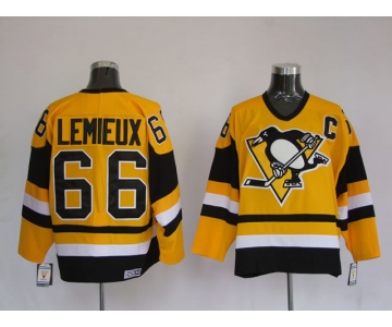 nhl pittsburgh penguins #66 lemieux m&n yellow