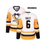 Women's Pittsburgh Penguins #6 Trevor Daley Reebok White Away Premier Player Jersey