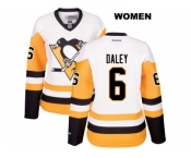 Women's Pittsburgh Penguins #6 Trevor Daley Reebok White Away Premier Player Jersey