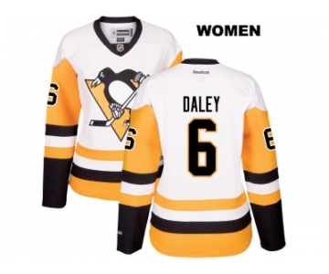 Women's Pittsburgh Penguins #6 Trevor Daley Reebok White Away Premier Player Jersey