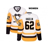 Women's Pittsburgh Penguins #62 Carl Hagelin Reebok White Away Premier Player Jersey