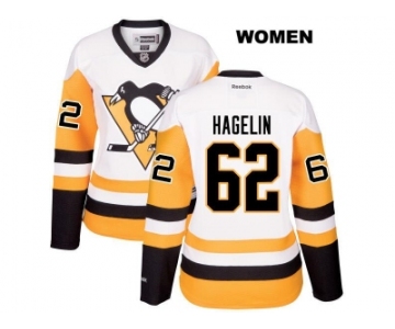 Women's Pittsburgh Penguins #62 Carl Hagelin Reebok White Away Premier Player Jersey