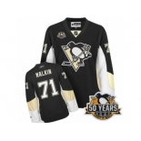 Women's Reebok Pittsburgh Penguins #71 Evgeni Malkin Authentic Black Home 50th Anniversary Patch NHL Jersey