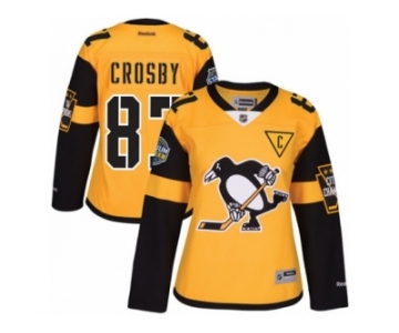 Women's Reebok Pittsburgh Penguins #87 Sidney Crosby Authentic Gold 2017 Stadium Series NHL Jersey