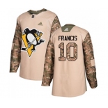 Youth Adidas Pittsburgh Penguins #10 Ron Francis Authentic Camo Veterans Day Practice NHL Jersey