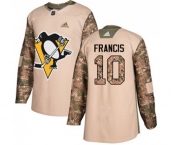 Youth Adidas Pittsburgh Penguins #10 Ron Francis Authentic Camo Veterans Day Practice NHL Jersey