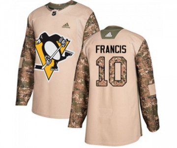 Youth Adidas Pittsburgh Penguins #10 Ron Francis Authentic Camo Veterans Day Practice NHL Jersey