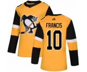 Youth Adidas Pittsburgh Penguins #10 Ron Francis Authentic Gold Alternate NHL Jersey