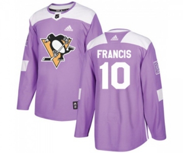 Youth Adidas Pittsburgh Penguins #10 Ron Francis Authentic Purple Fights Cancer Practice NHL Jersey