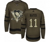 Youth Adidas Pittsburgh Penguins #11 Jimmy Hayes Authentic Green Salute to Service NHL Jersey