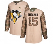 Youth Adidas Pittsburgh Penguins #15 Riley Sheahan Authentic Camo Veterans Day Practice NHL Jersey