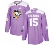 Youth Adidas Pittsburgh Penguins #15 Riley Sheahan Authentic Purple Fights Cancer Practice NHL Jersey