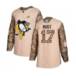 Youth Adidas Pittsburgh Penguins #17 Bryan Rust Authentic Camo Veterans Day Practice NHL Jersey