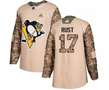 Youth Adidas Pittsburgh Penguins #17 Bryan Rust Authentic Camo Veterans Day Practice NHL Jersey