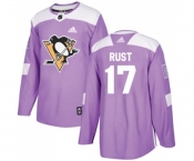 Youth Adidas Pittsburgh Penguins #17 Bryan Rust Authentic Purple Fights Cancer Practice NHL Jersey