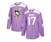 Youth Adidas Pittsburgh Penguins #17 Bryan Rust Purple Authentic Fights Cancer Stitched NHL Jersey