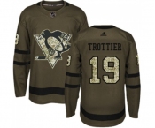 Youth Adidas Pittsburgh Penguins #19 Bryan Trottier Authentic Green Salute to Service NHL Jersey