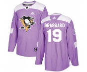 Youth Adidas Pittsburgh Penguins #19 Derick Brassard Authentic Purple Fights Cancer Practice NHL Jersey