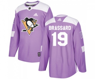 Youth Adidas Pittsburgh Penguins #19 Derick Brassard Authentic Purple Fights Cancer Practice NHL Jersey