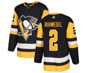 Youth Adidas Pittsburgh Penguins #2 Chad Ruhwedel Authentic Black Home NHL Jersey