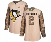 Youth Adidas Pittsburgh Penguins #2 Chad Ruhwedel Authentic Camo Veterans Day Practice NHL Jersey