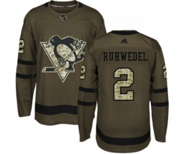 Youth Adidas Pittsburgh Penguins #2 Chad Ruhwedel Authentic Green Salute to Service NHL Jersey