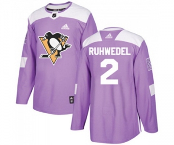 Youth Adidas Pittsburgh Penguins #2 Chad Ruhwedel Authentic Purple Fights Cancer Practice NHL Jersey