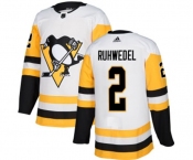 Youth Adidas Pittsburgh Penguins #2 Chad Ruhwedel Authentic White Away NHL Jersey