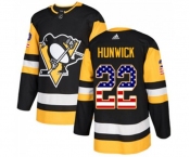 Youth Adidas Pittsburgh Penguins #22 Matt Hunwick Authentic Black USA Flag Fashion NHL Jersey