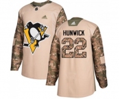 Youth Adidas Pittsburgh Penguins #22 Matt Hunwick Authentic Camo Veterans Day Practice NHL Jersey