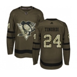 Youth Adidas Pittsburgh Penguins #24 Jarred Tinordi Authentic Green Salute to Service NHL Jersey