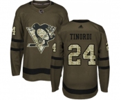 Youth Adidas Pittsburgh Penguins #24 Jarred Tinordi Authentic Green Salute to Service NHL Jersey