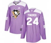 Youth Adidas Pittsburgh Penguins #24 Jarred Tinordi Authentic Purple Fights Cancer Practice NHL Jersey