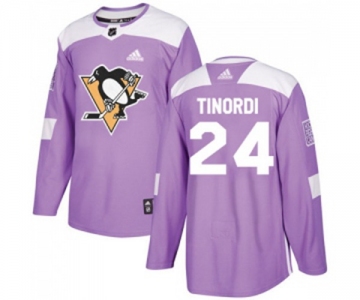 Youth Adidas Pittsburgh Penguins #24 Jarred Tinordi Authentic Purple Fights Cancer Practice NHL Jersey