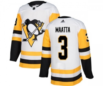 Youth Adidas Pittsburgh Penguins #3 Olli Maatta Authentic White Away NHL Jersey