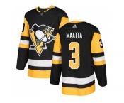 Youth Adidas Pittsburgh Penguins #3 Olli Maatta Black Home Authentic Stitched NHL Jersey