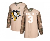 Youth Adidas Pittsburgh Penguins #3 Olli Maatta Camo Authentic 2017 Veterans Day Stitched NHL Jersey