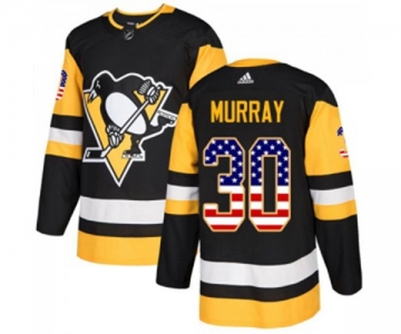 Youth Adidas Pittsburgh Penguins #30 Matt Murray Authentic Black USA Flag Fashion NHL Jersey