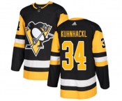 Youth Adidas Pittsburgh Penguins #34 Tom Kuhnhackl Authentic Black Home NHL Jersey