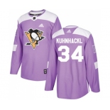 Youth Adidas Pittsburgh Penguins #34 Tom Kuhnhackl Authentic Purple Fights Cancer Practice NHL Jersey