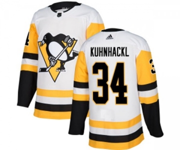 Youth Adidas Pittsburgh Penguins #34 Tom Kuhnhackl Authentic White Away NHL Jersey