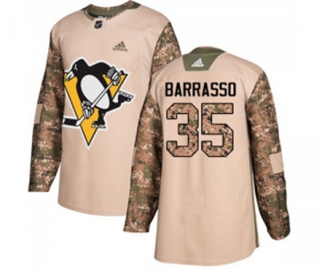 Youth Adidas Pittsburgh Penguins #35 Tom Barrasso Authentic Camo Veterans Day Practice NHL Jersey