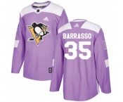 Youth Adidas Pittsburgh Penguins #35 Tom Barrasso Authentic Purple Fights Cancer Practice NHL Jersey