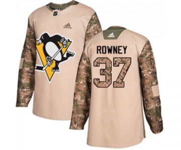 Youth Adidas Pittsburgh Penguins #37 Carter Rowney Authentic Camo Veterans Day Practice NHL Jersey