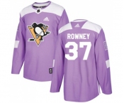 Youth Adidas Pittsburgh Penguins #37 Carter Rowney Authentic Purple Fights Cancer Practice NHL Jersey