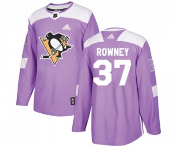 Youth Adidas Pittsburgh Penguins #37 Carter Rowney Authentic Purple Fights Cancer Practice NHL Jersey