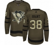 Youth Adidas Pittsburgh Penguins #38 Derek Grant Authentic Green Salute to Service NHL Jersey