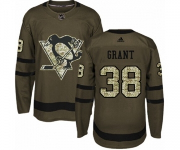 Youth Adidas Pittsburgh Penguins #38 Derek Grant Authentic Green Salute to Service NHL Jersey