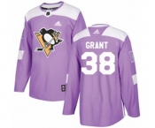 Youth Adidas Pittsburgh Penguins #38 Derek Grant Authentic Purple Fights Cancer Practice NHL Jersey