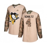 Youth Adidas Pittsburgh Penguins #4 Justin Schultz Authentic Camo Veterans Day Practice NHL Jersey